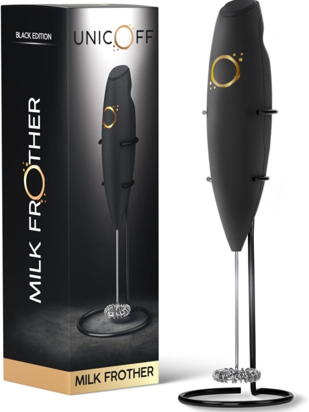 Handheld Milk Frother - Matte Black, Electric Foam Maker for Coffee & Lattes